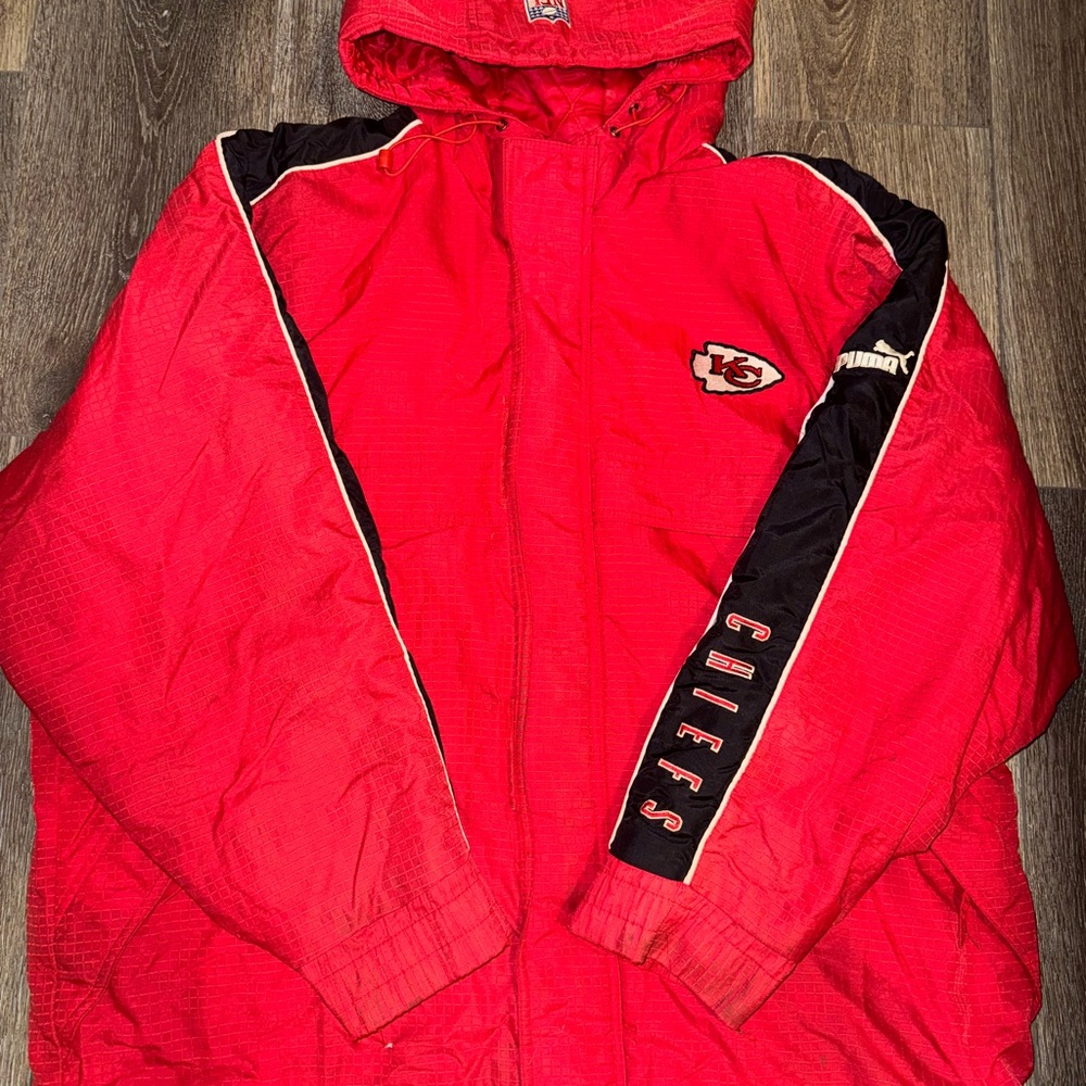 Vintage NFL Puma Jacket Kansas City Chiefs Puffer, Size XL Made in Korea